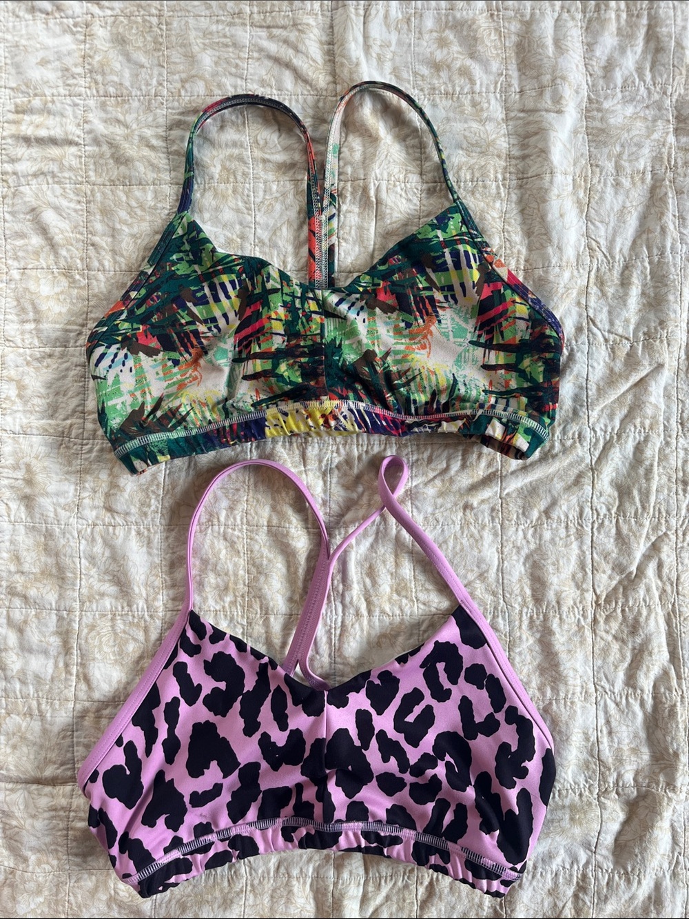 Fleo Women's Sports Bras - Tropical Multi & Pink Leopard